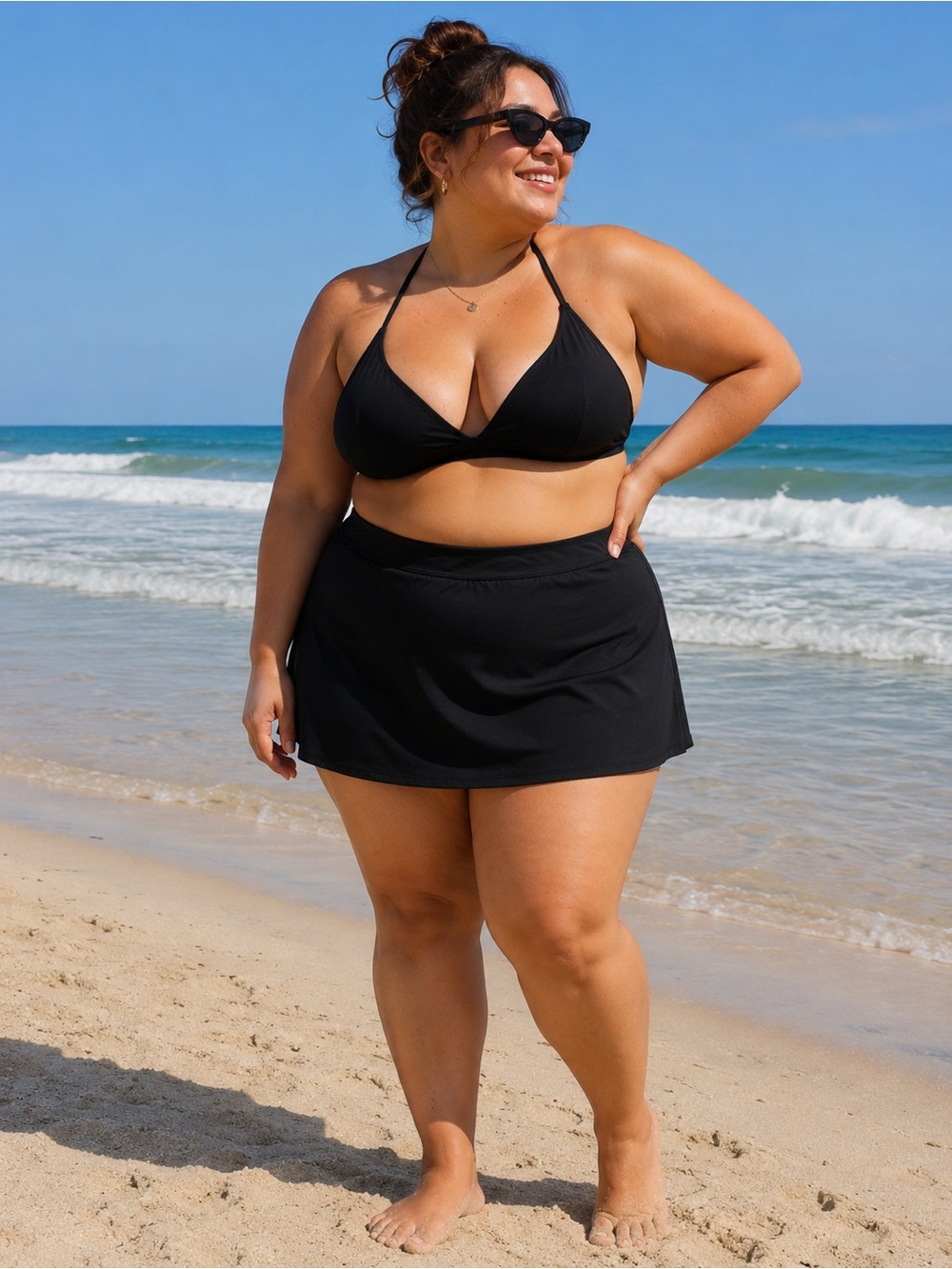 Lands’ End Black Swim Skirt Cover-Up Plus Size 22W Modest UPF Beach Pool